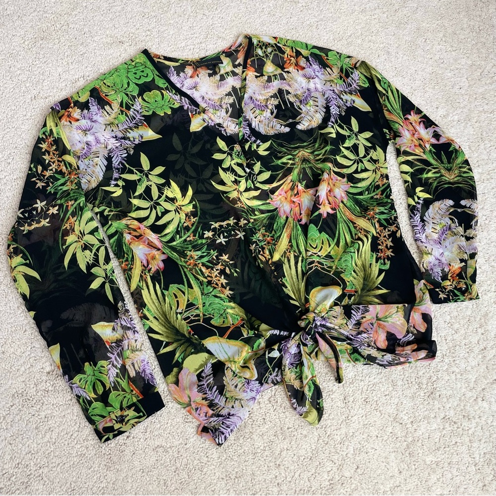 I Jeans by Buffalo Tropical Floral Tunic Blouse - Picture 17 of 17